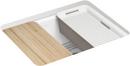 25 in. Undermount Cast Iron Single Bowl Workstation Kitchen Sink in White