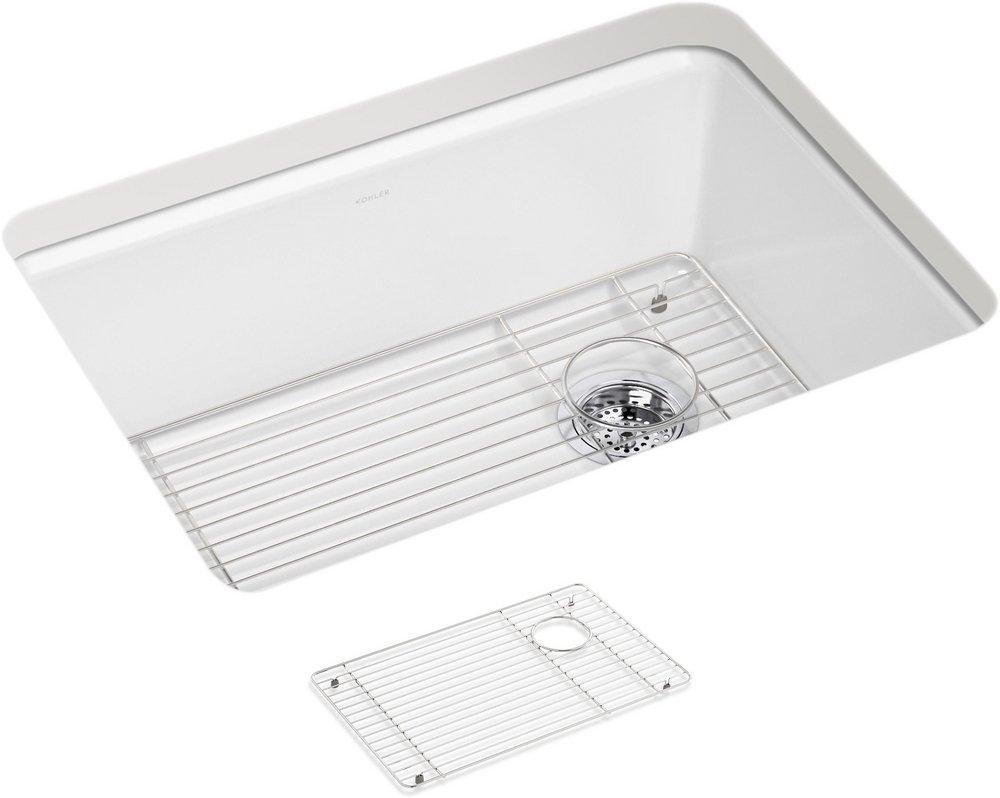 27 in. Undermount Cast Iron Single Bowl Kitchen Sink in White 