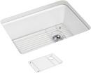 27 in. Undermount Cast Iron Single Bowl Kitchen Sink in White 