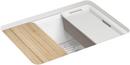 27 in. Undermount Cast Iron Single Bowl Workstation Kitchen Sink in White