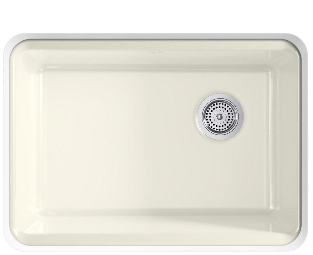 27" Undermount Cast Iron Single Bowl Workstation Kitchen Sink in Biscuit 
