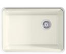 27" Undermount Cast Iron Single Bowl Workstation Kitchen Sink in Biscuit 