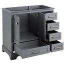 36 QUEN VANITY WITH LEFT OFFSET RECTANGULAR UNDERMOUNT SINK - GRAY - ARCTIC WHITE QUARTZ WIDESPREAD 