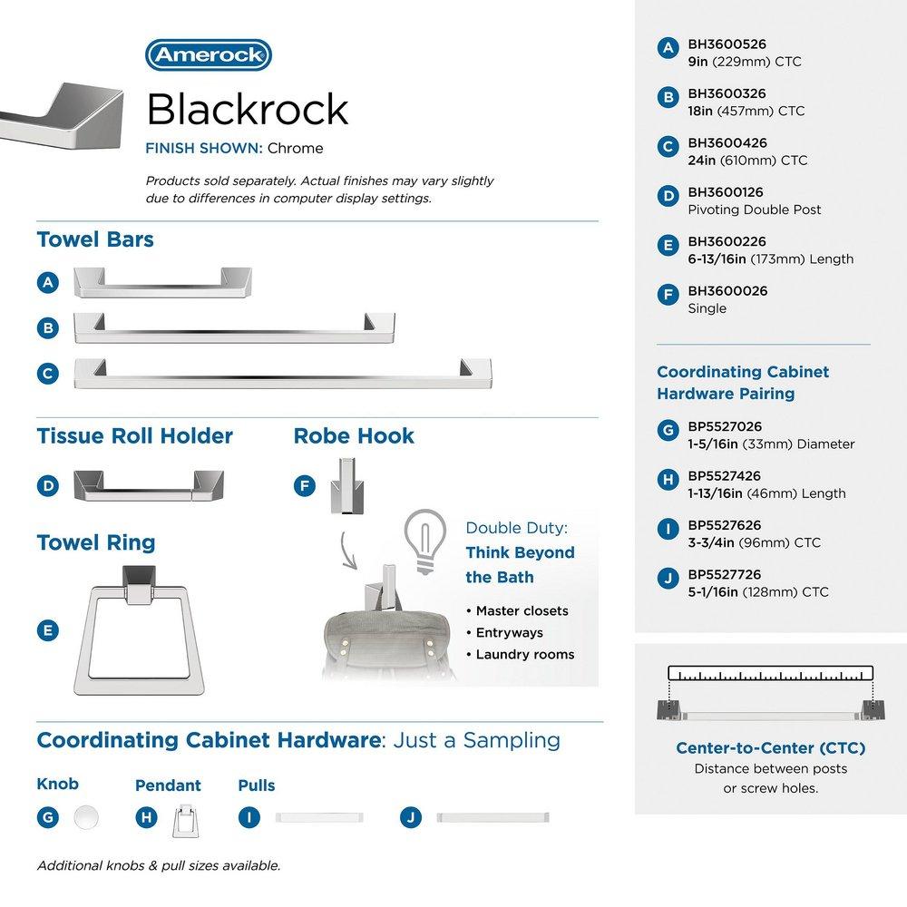 BLACKROCK CHROME 8 INCH 203MM TOWEL BAR 