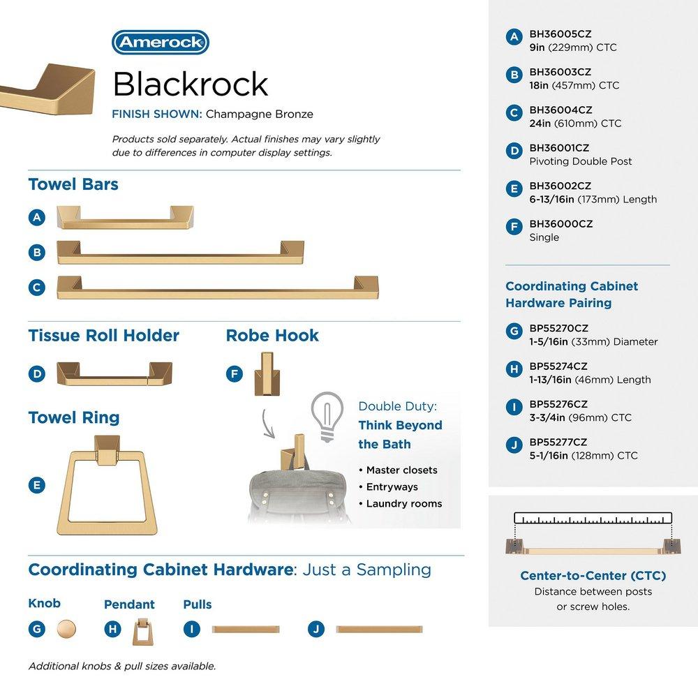 BLACKROCK CHAMPAGNE BRONZE 8 INCH 203MM TOWEL BAR 