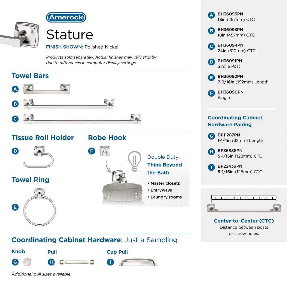 Amerock Polished Nickel Single Robe Hook 