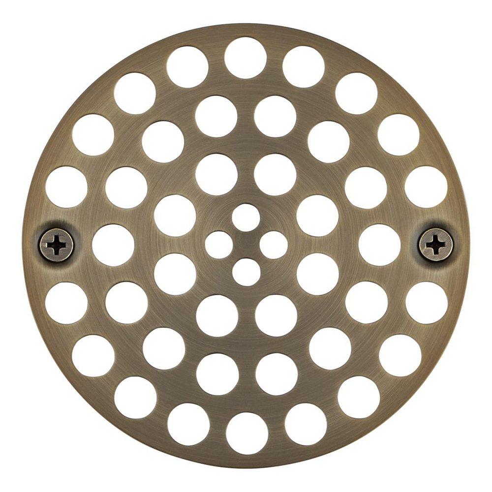 Signature Hardware Aged Brass 4 in. Shower Grid Strainer 