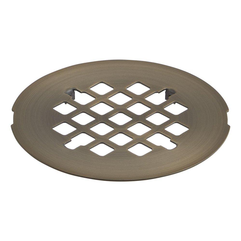 Signature Hardware Aged Brass 4-1/4 in. Snap-In Shower Drain Strainer 