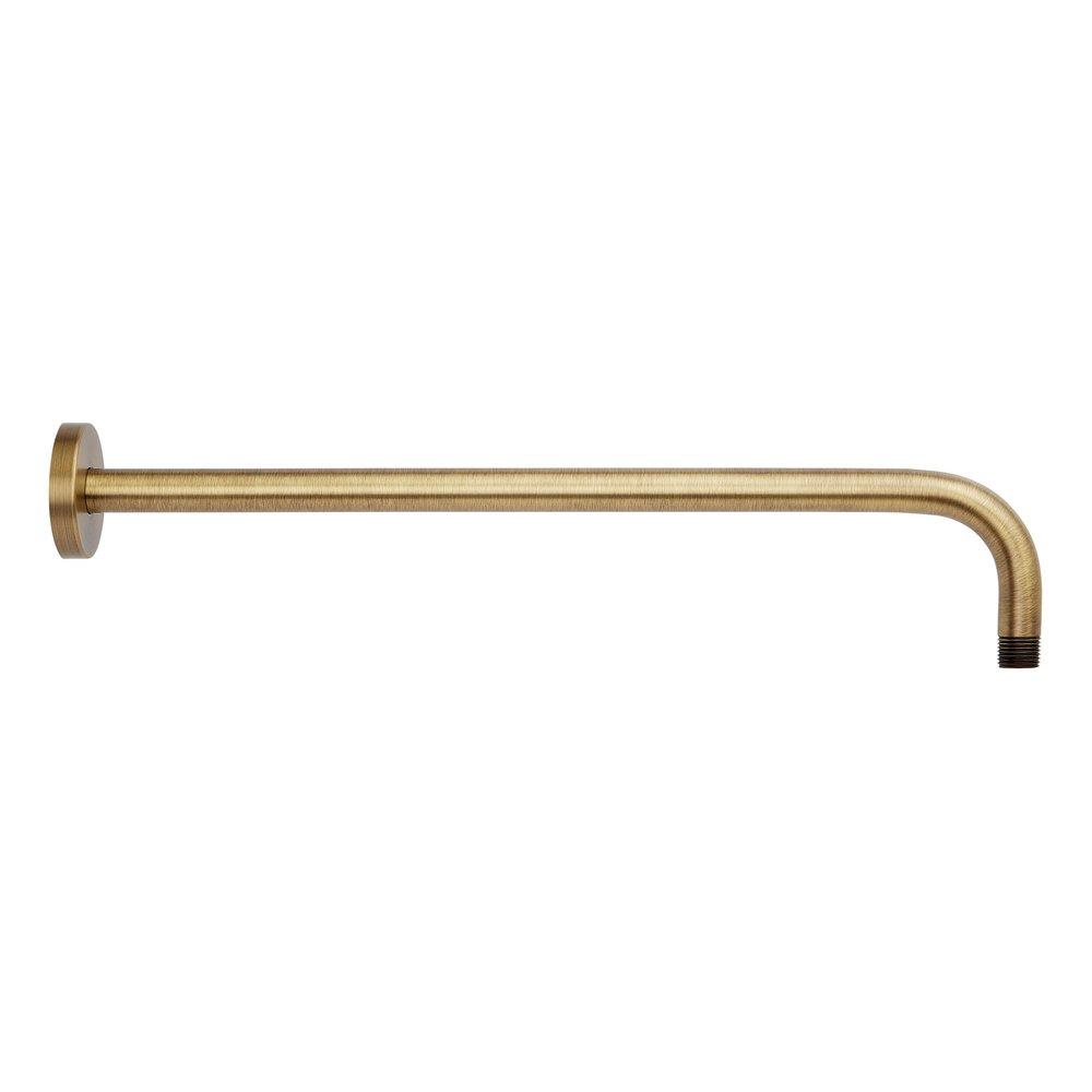 Signature Hardware Aged Brass 17-5/8 in. Wall-Mount Rainfall Shower Arm and Flange 