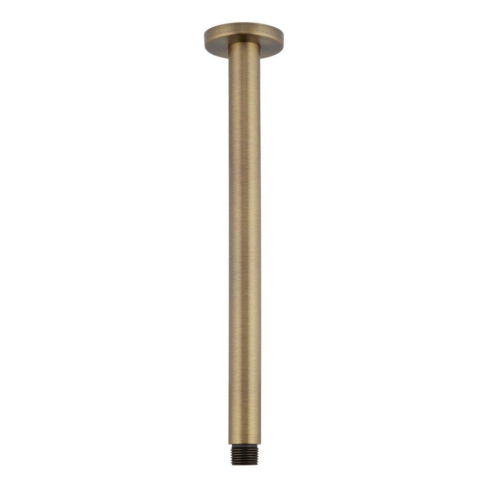 Signature Hardware Aged Brass 12 in. Ceiling Mount Shower Arm with Flange 