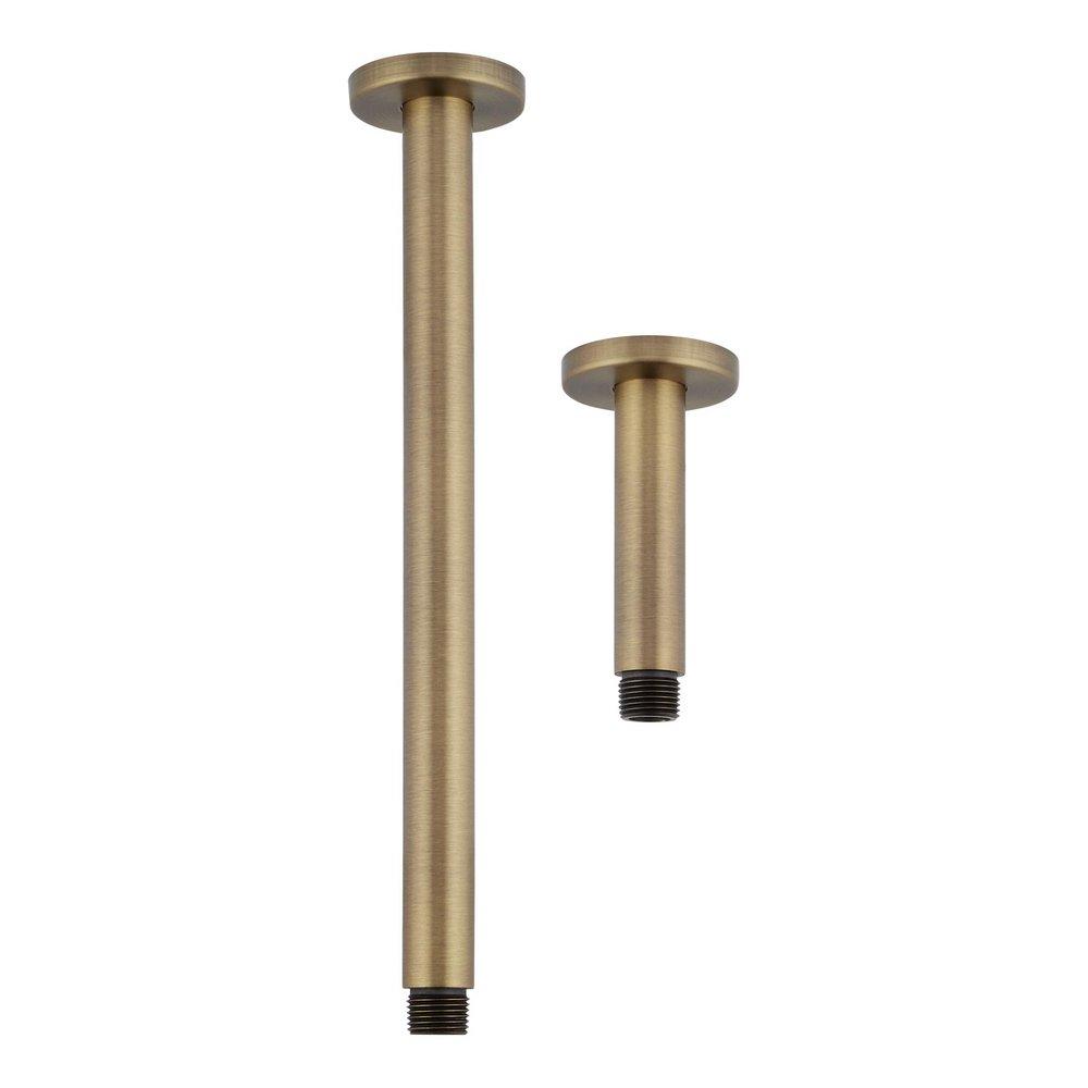 Signature Hardware Aged Brass 4 in. Ceiling Shower Arm with Escutcheon 