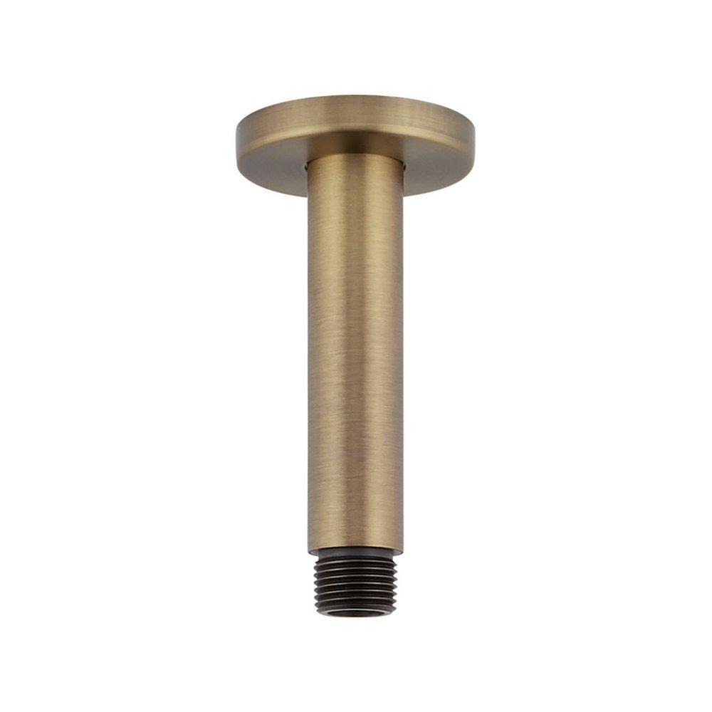 Signature Hardware Aged Brass 4 in. Ceiling Mount Shower Arm with Flange 