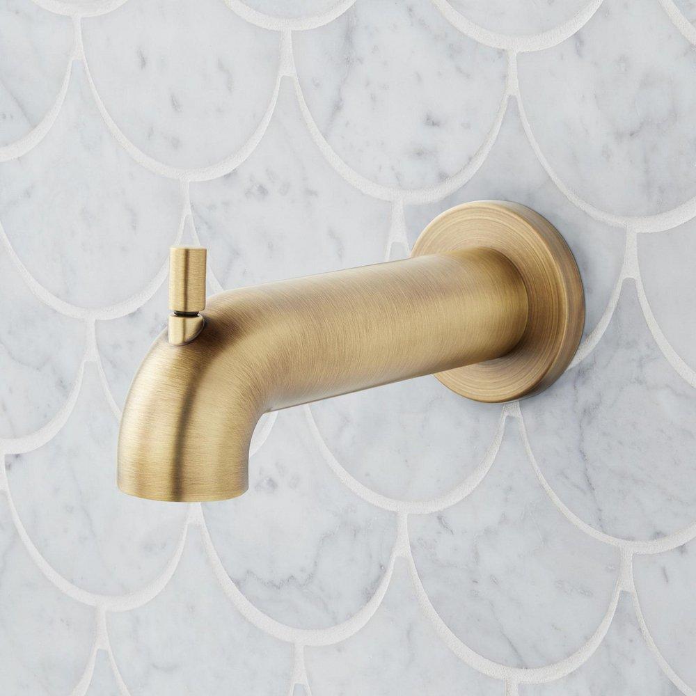 Signature Hardware Aged Brass Diverter Tub Spout 