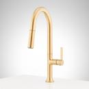Single Handle Pull Down Kitchen Faucet in Brushed Gold