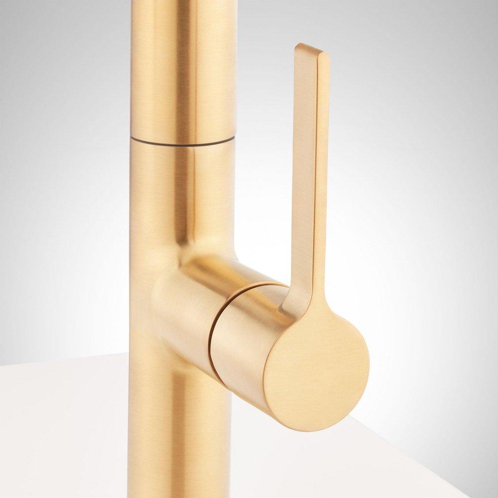 Signature Hardware Brushed Gold Single Handle Pull Down Kitchen Faucet 