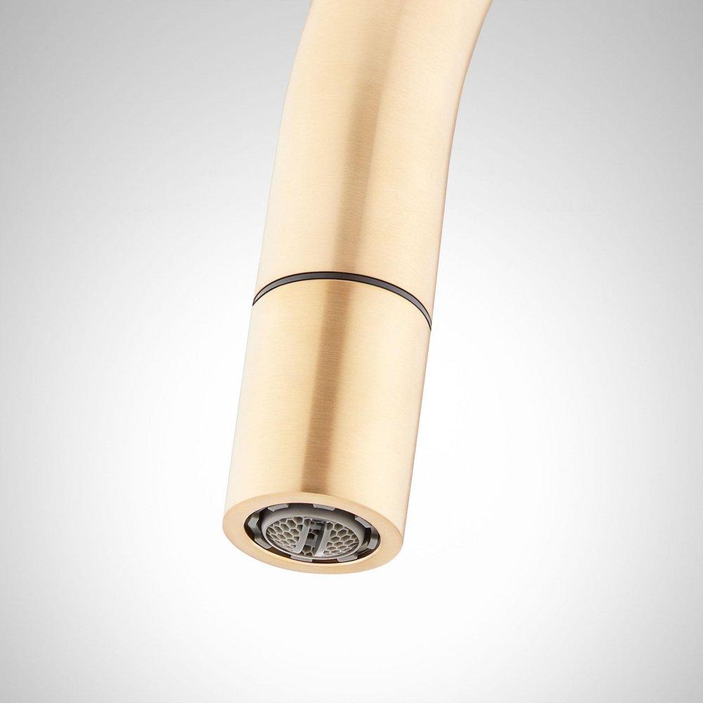 Signature Hardware Brushed Gold Single Handle Pull Down Bar Faucet 