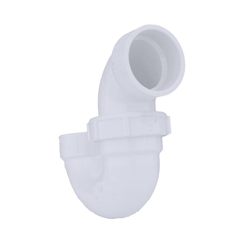 White PVC DWV Union P-Trap with Plastic Nut 