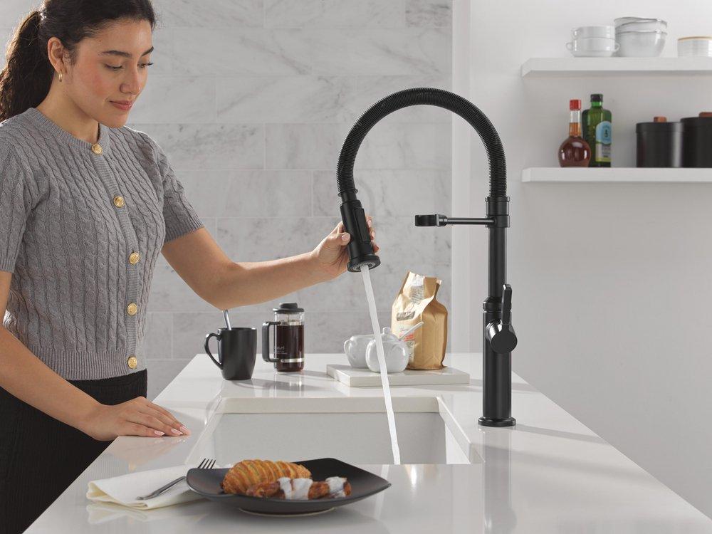 Single Handle Pull Down Kitchen Faucet in Matte Black 