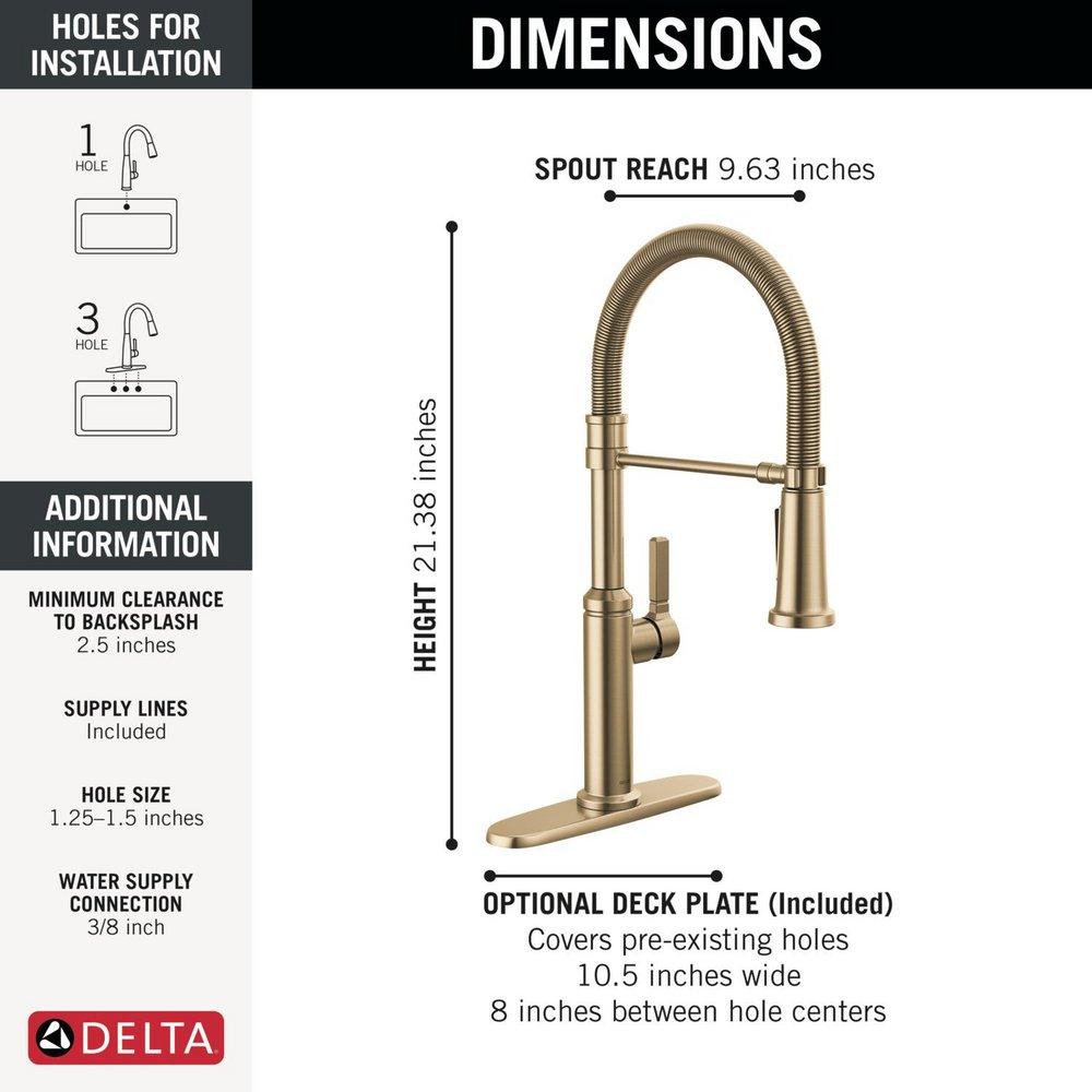 DELTA RHETT SINGLE HANDLE PULL-DOWN SPRING KITCHEN FAUCET 