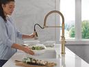 Single Handle Pull Down Kitchen Faucet in Champagne Bronze 