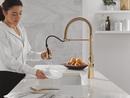 Single Handle Pull Down Kitchen Faucet in Champagne Bronze 