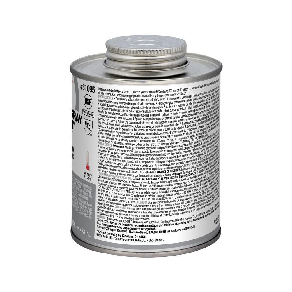 Oatey&reg; Grey Medium Set PVC Grey Pipe Cement 