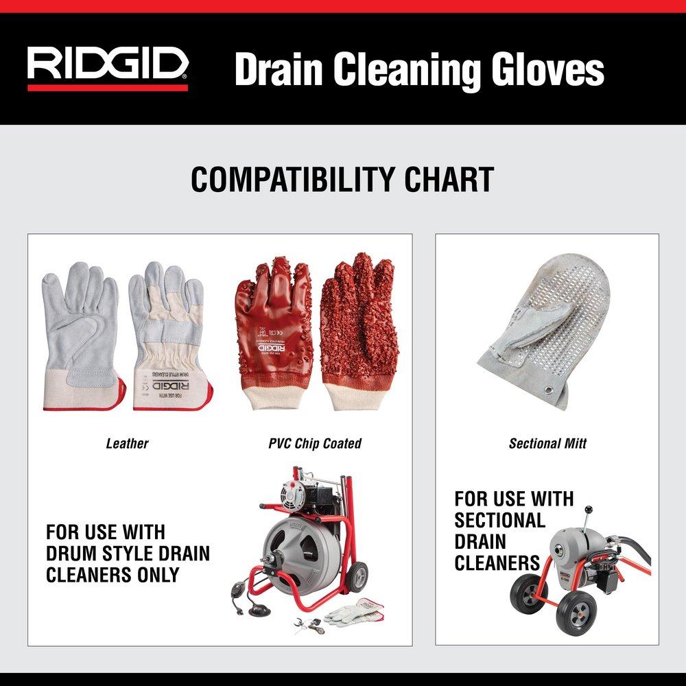 RIDGID White One-Size Fits All Leather Drain Cleaning Reusable Glove 