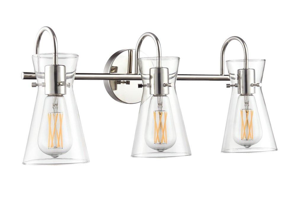 22 in. 3-Light Vanity Fixture in Polished Nickel 