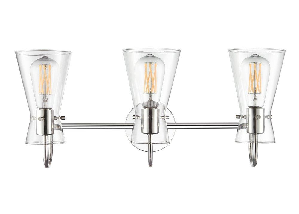 22 in. 3-Light Vanity Fixture in Polished Nickel 