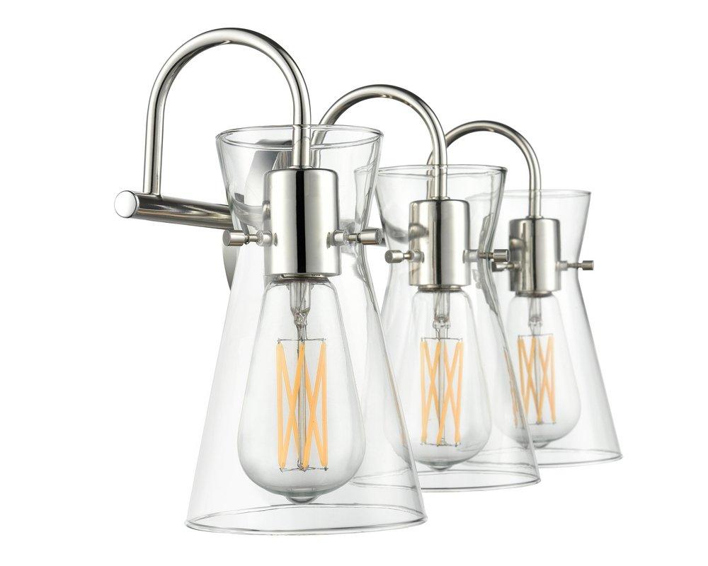 22 in. 3-Light Vanity Fixture in Polished Nickel 
