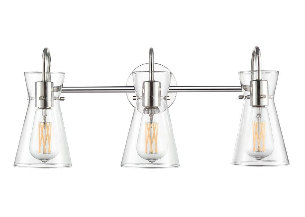 22 in. 3-Light Vanity Fixture in Polished Nickel 