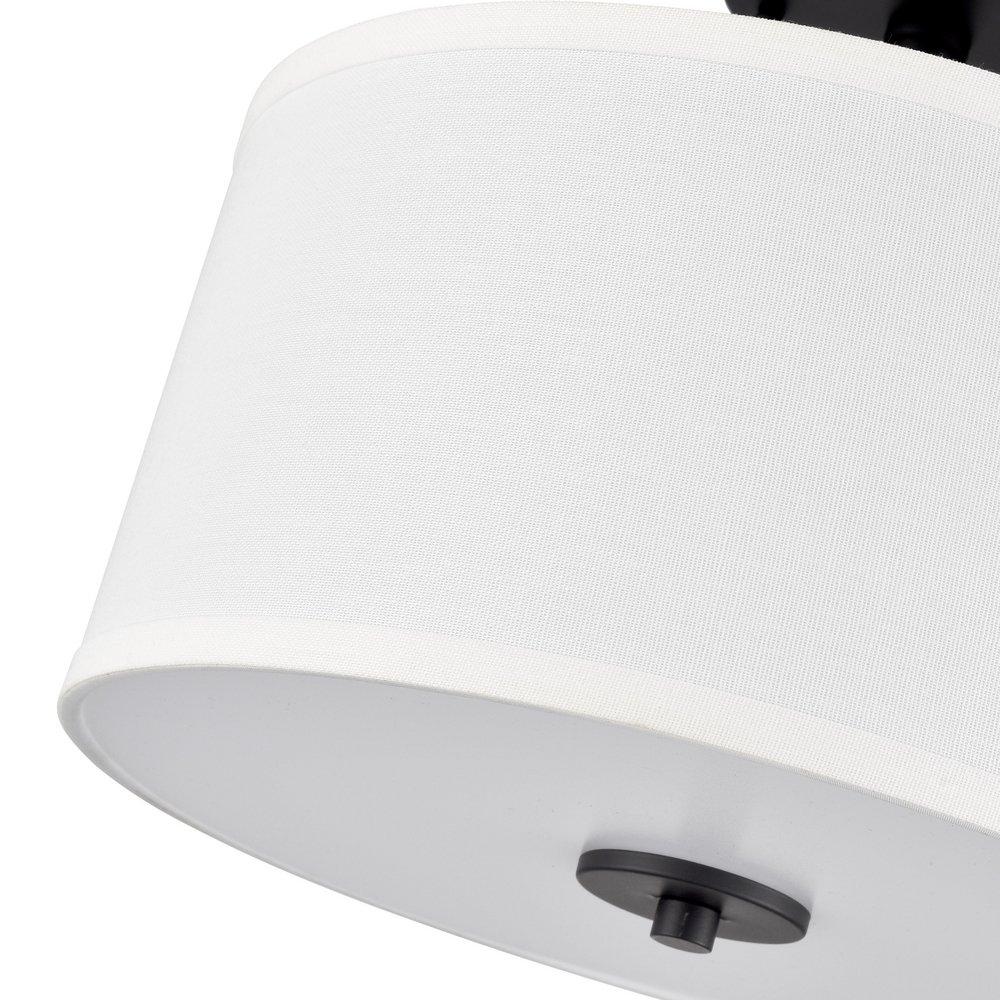 13 in. 2-Light Semi-Flush Mount Ceiling Light in Matte Black 