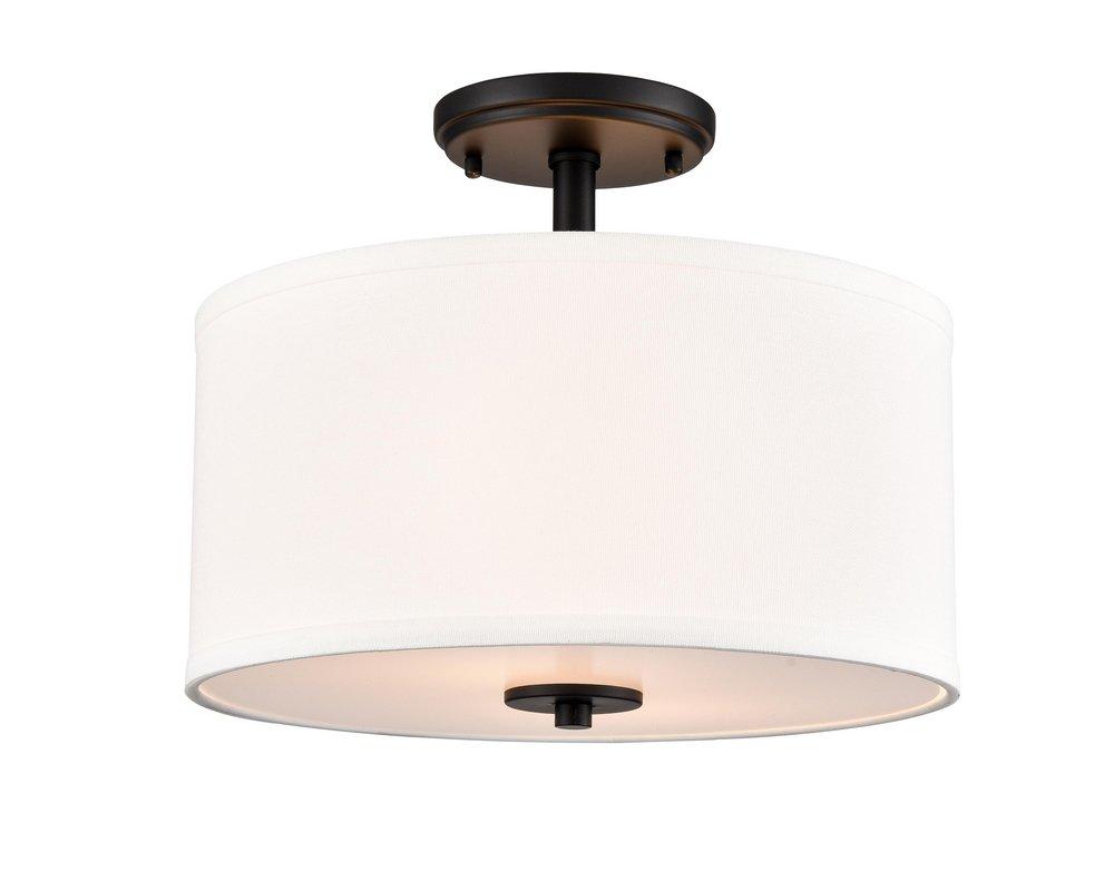 13 in. 2-Light Semi-Flush Mount Ceiling Light in Matte Black 