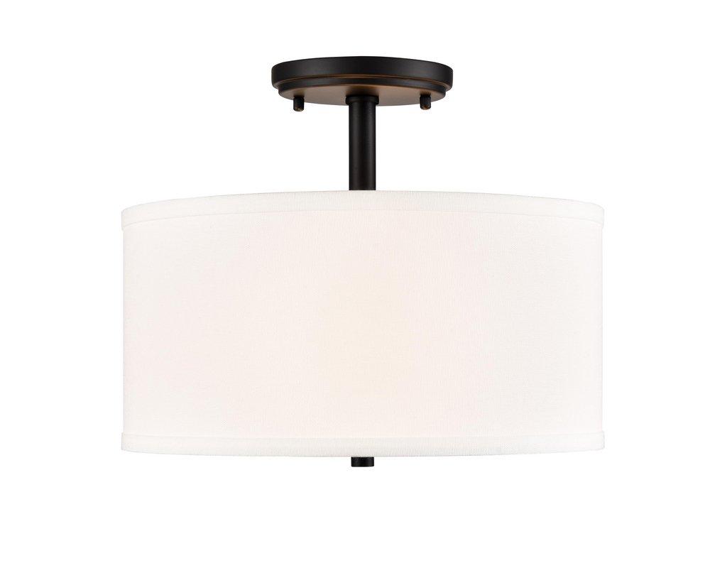 13 in. 2-Light Semi-Flush Mount Ceiling Light in Matte Black 