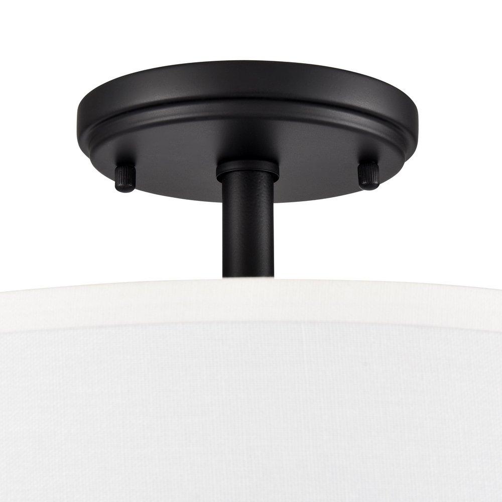 13 in. 2-Light Semi-Flush Mount Ceiling Light in Matte Black 