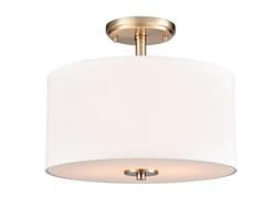 13 in. 2-Light Semi-Flush Mount Ceiling Light in Modern Gold