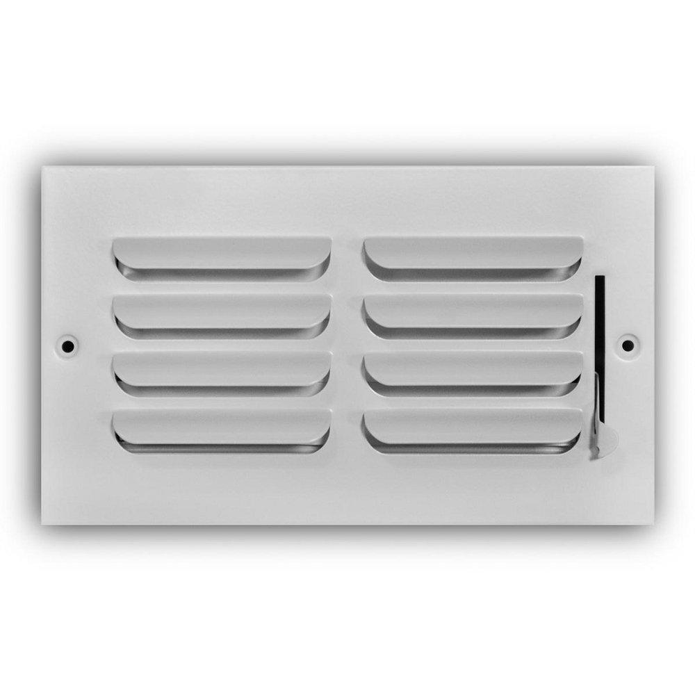 8 x 4 in. 1-Way Stamped Steel Curved Blade Ceiling & Sidewall Register in White image number 0