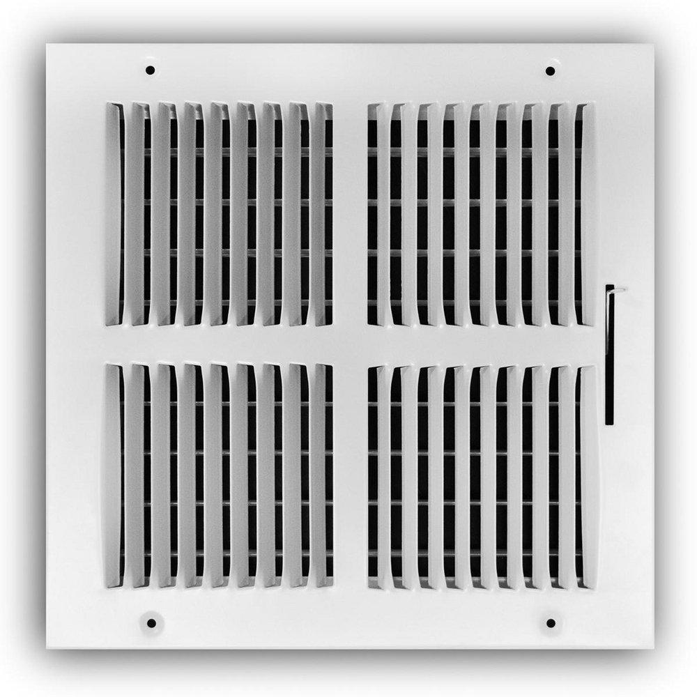 10 x 10 in. 2-Way Stamped Steel Ceiling & Sidewall Register in White image number 0