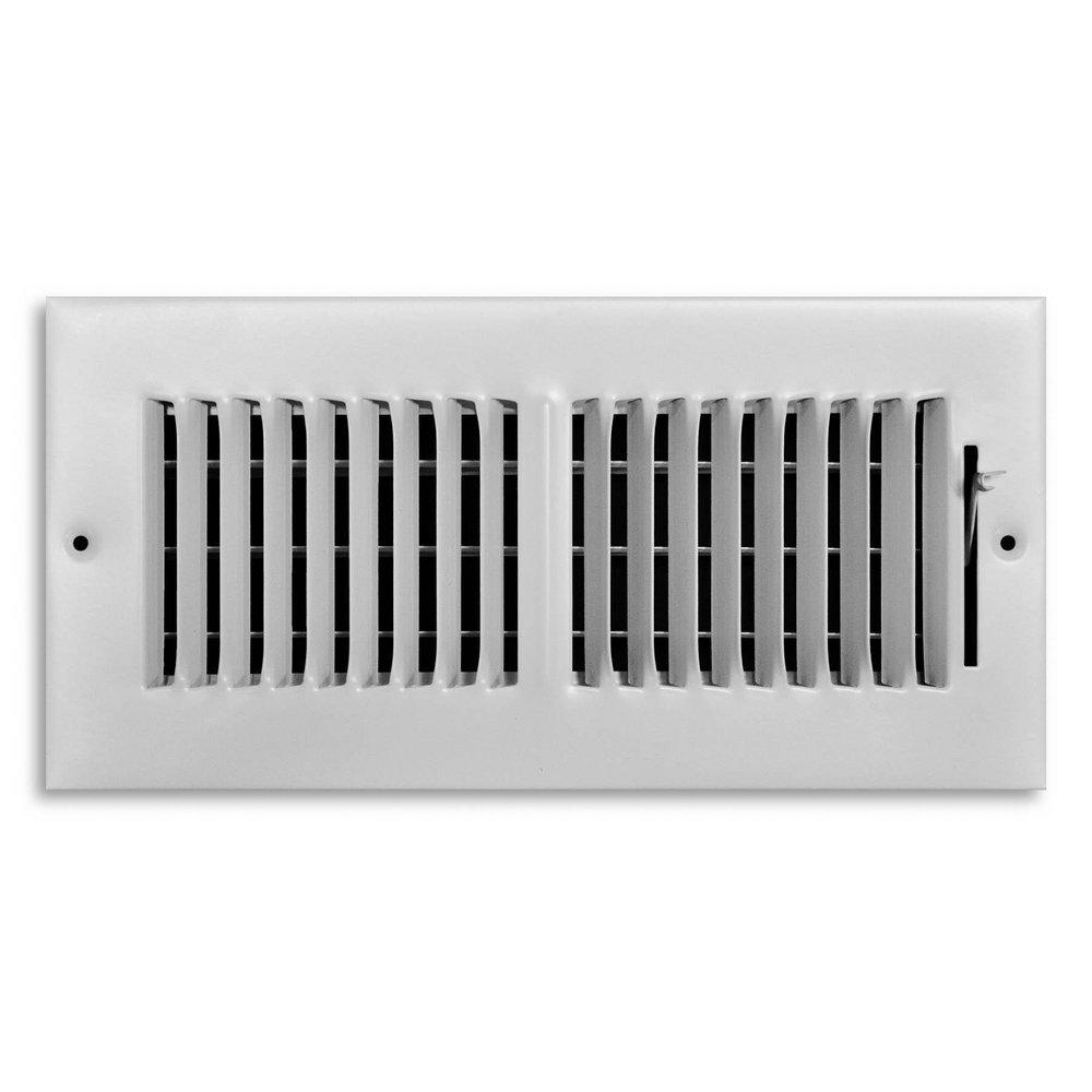 10 x 5 in. 2-Way Stamped Steel Ceiling & Sidewall Register in White image number 0