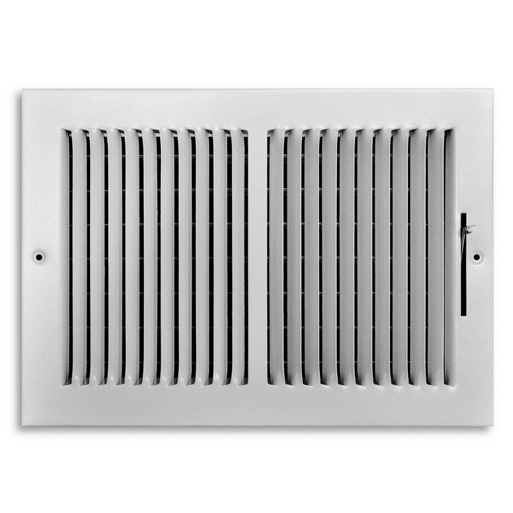 12 x 8 in. 2-Way Stamped Steel Ceiling & Sidewall Register in White image number 0