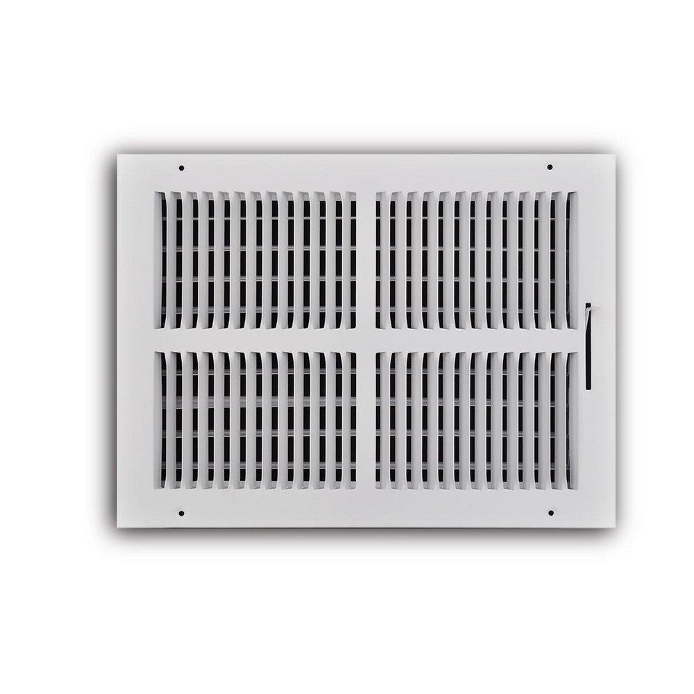 14 x 10 in. 2-Way Stamped Steel Ceiling & Sidewall Register in White image number 0
