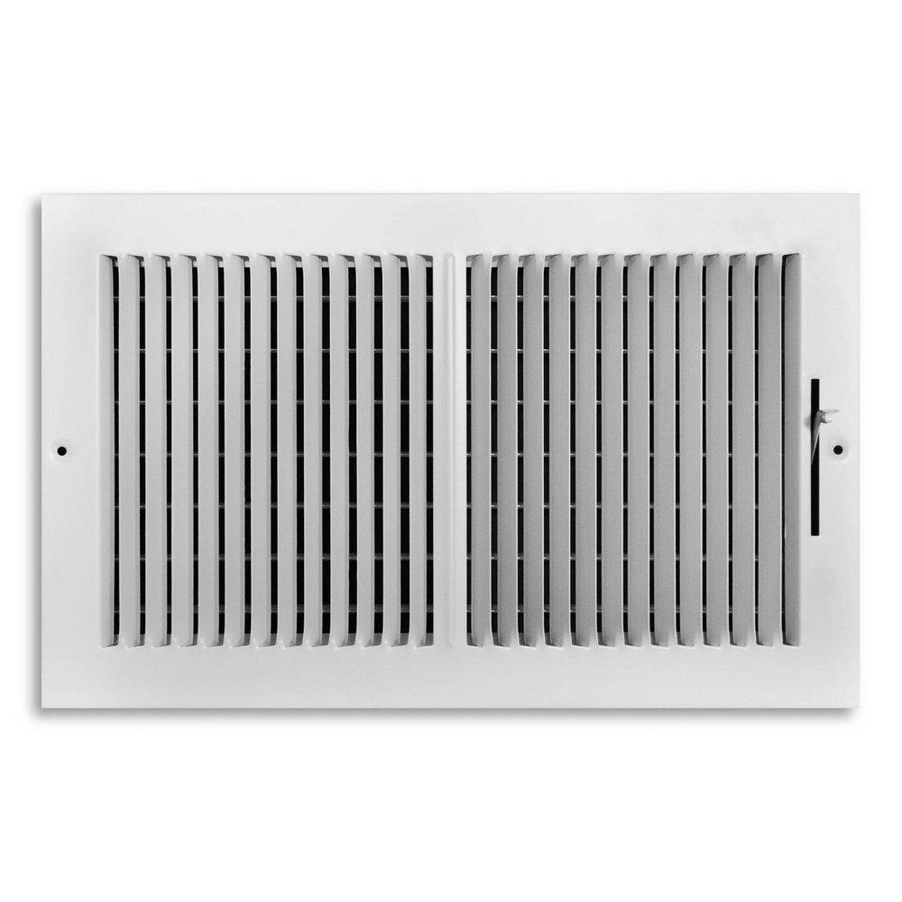 14 x 8 in. 2-Way Stamped Steel Ceiling & Sidewall Register in White image number 0