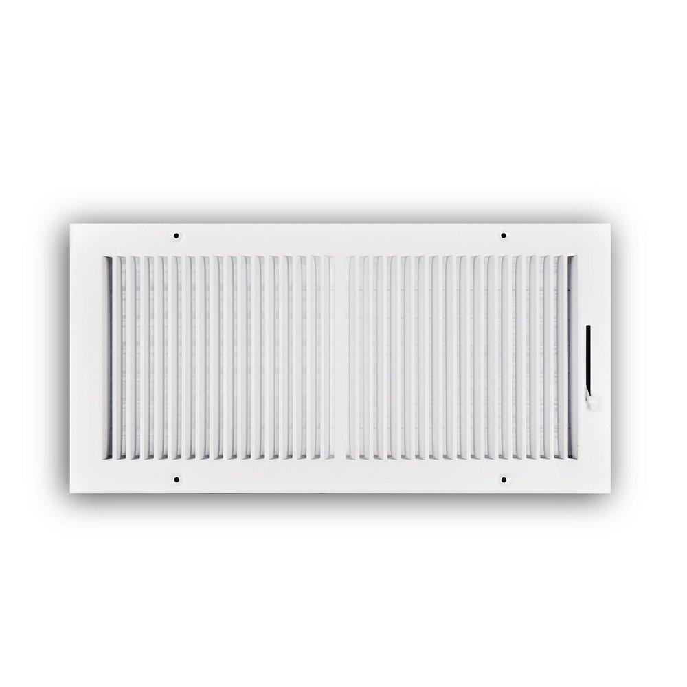 18 x 8 in. 2-Way Stamped Steel Ceiling & Sidewall Register in White image number 0