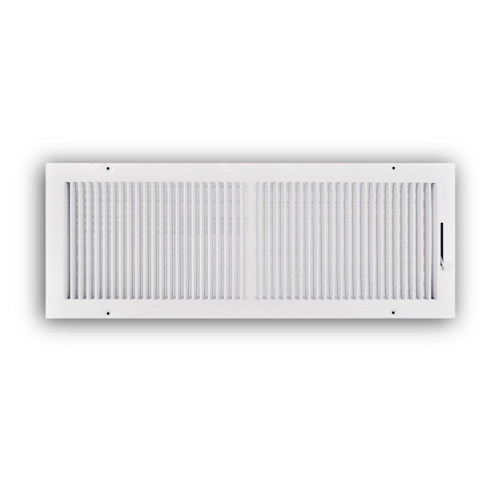 24 x 8 in. 2-Way Stamped Steel Ceiling & Sidewall Register in White image number 0
