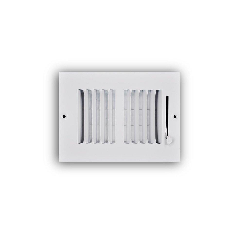 6 x 4 in. 2-Way Stamped Steel Ceiling & Sidewall Register in White image number 0