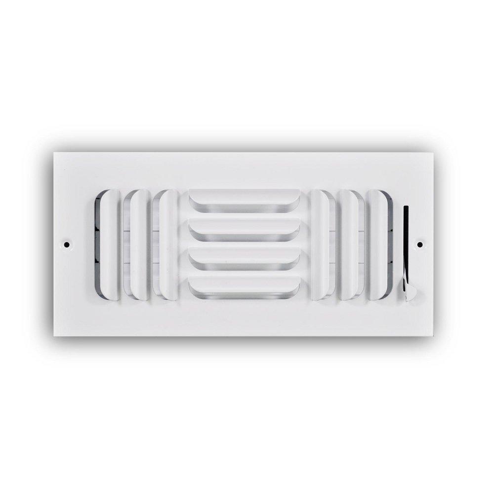 10 x 4 in. 3-Way Stamped Steel Curved Blade Ceiling & Sidewall Register in White image number 0