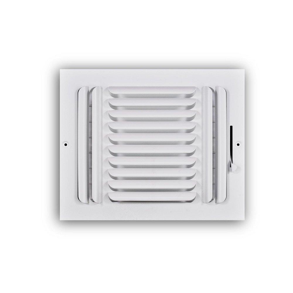 10 x 8 in. 3-Way Stamped Steel Curved Blade Ceiling & Sidewall Register in White image number 0