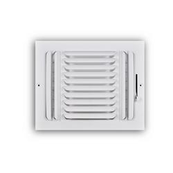 10 x 8 in. 3-Way Stamped Steel Curved Blade Ceiling & Sidewall Register in White