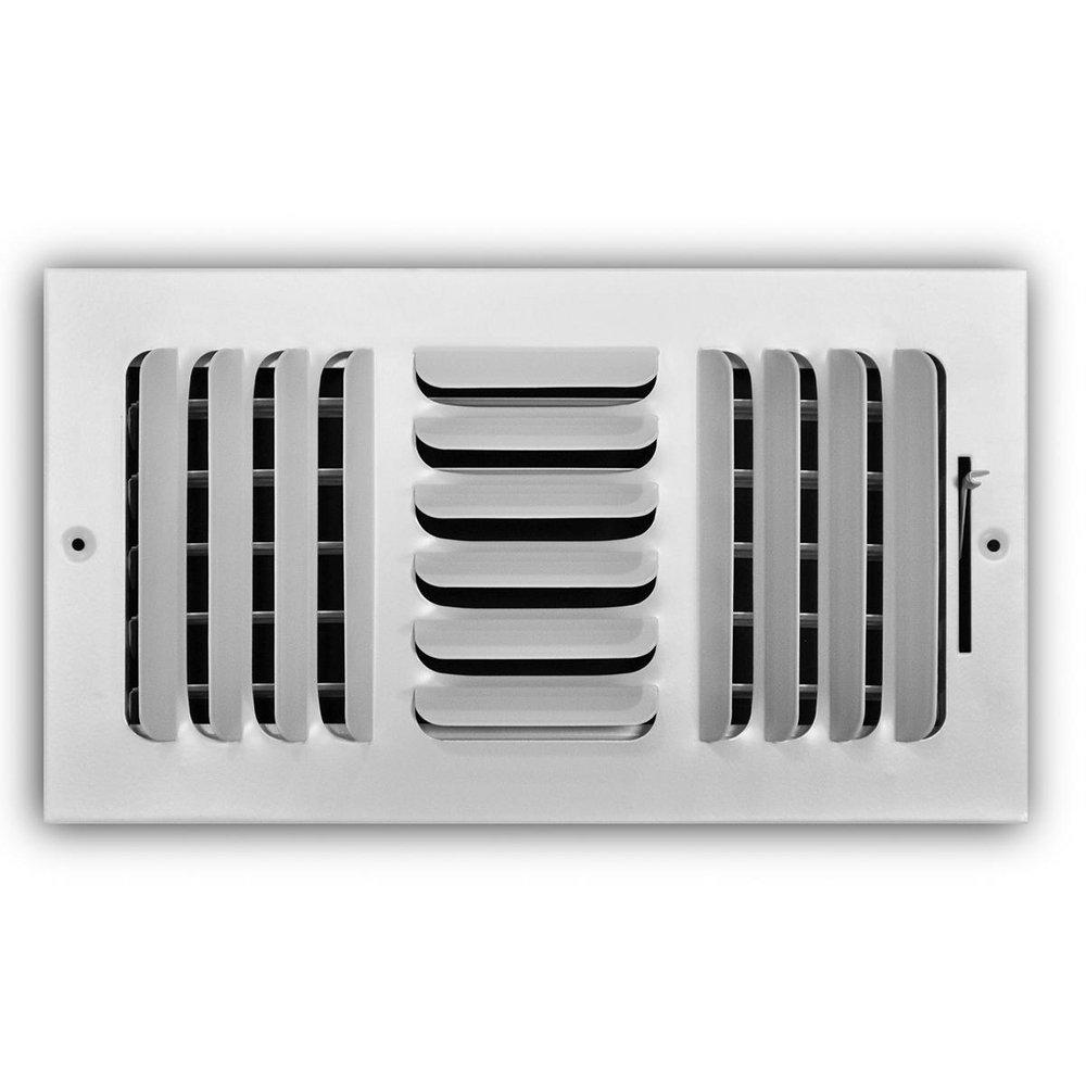 12 x 6 in. 3-Way Stamped Steel Curved Blade Ceiling & Sidewall Register in White image number 0