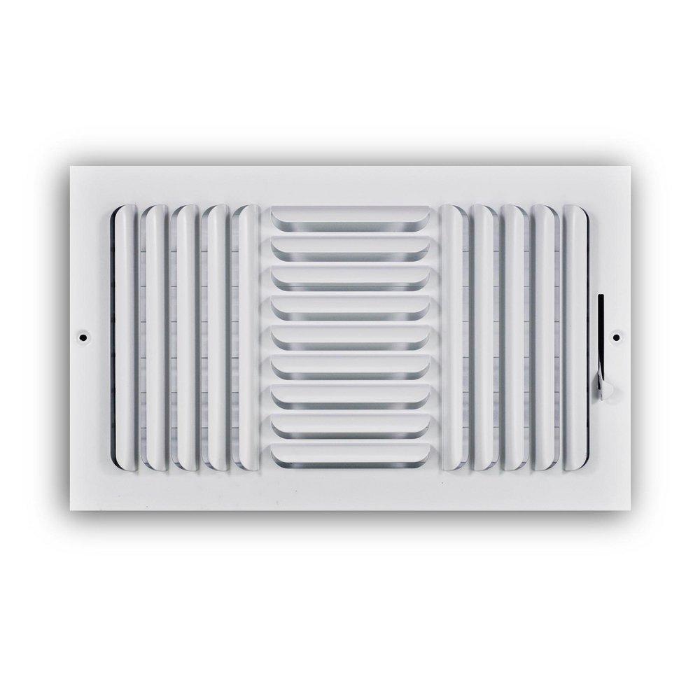 14 x 8 in. 3-Way Stamped Steel Curved Blade Ceiling & Sidewall Register in White image number 0